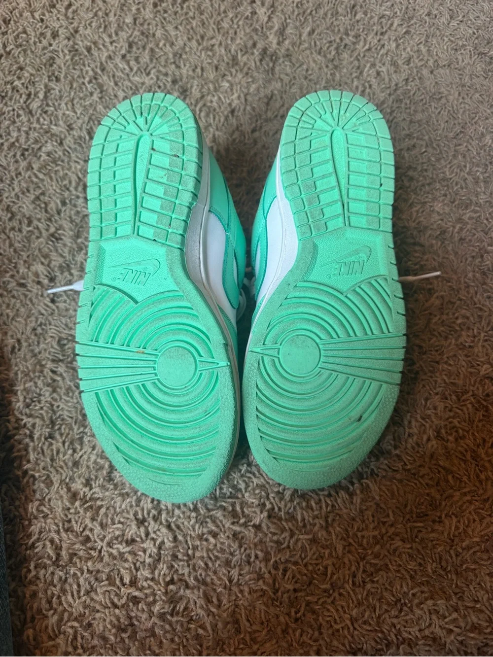 Mint Green and White Low-Top Nike Dunks